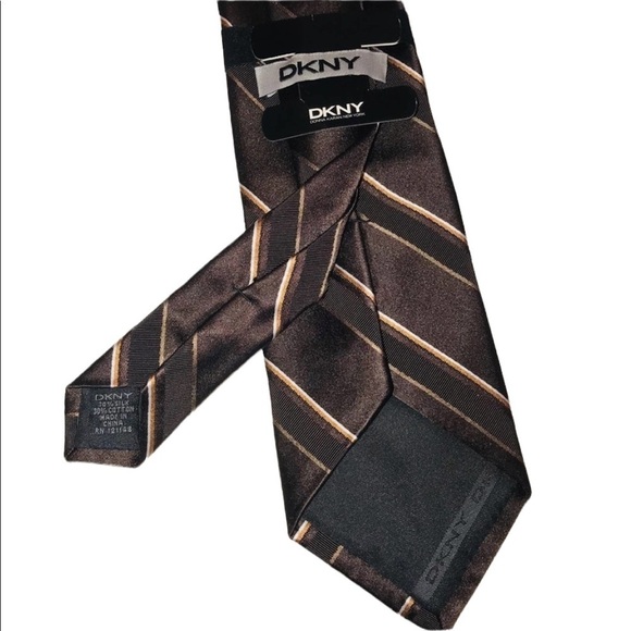 DKNY NWT Brown Silk Striped Tie *3 for $15* - Picture 2 of 4